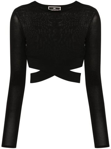 Elisabetta Franchi - cut-out crop top - women - Modal/Polyamide - 44 - Black