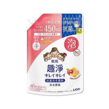 日本LION獅王-趣淨溫和去味植萃香氛濃密泡沫洗手慕斯補充包450ml/袋(綿密泡泡手部去污,家庭用雙手護理,芳香淨膚潔手)