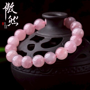 傲然冰種粉水晶手鏈 馬達加斯加粉晶手鏈 馬粉芙蓉石粉水晶手鏈
