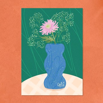 【插畫明信片/卡片】Chrysanthemum 一朵菊