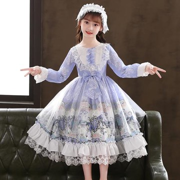 女童洛麗塔春秋2025年新款兒童秋季連衣裙洋氣休閑長袖甜美公主裙