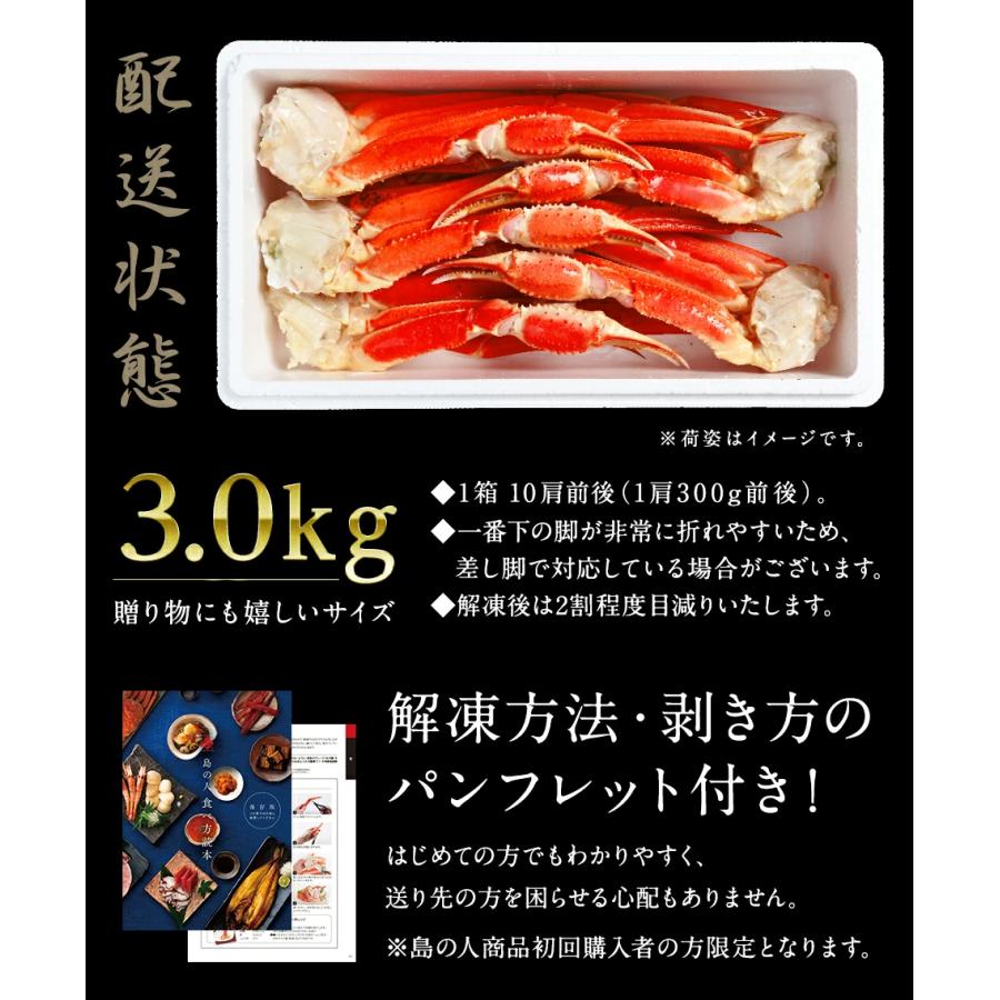 かに 蟹 ズワイガニ 脚 3.0kg 10肩前後 送料無料 ギフト お取り寄せグルメ 海鮮 ズワイ蟹 かに脚 蟹脚 ボイル