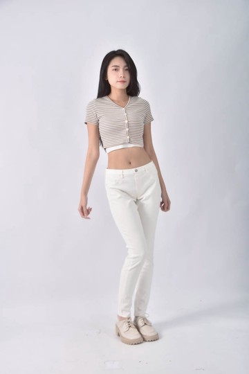 (XL) uniqlo合身白色長褲