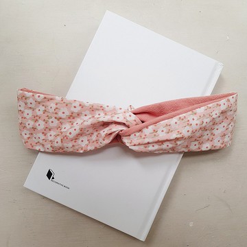 粉紅雞蛋花 交叉鬆緊髮帶 髮飾