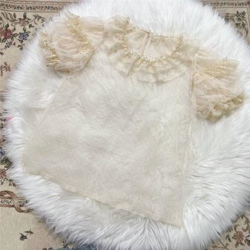 2025新款日系甜美可愛lolita愛洋裝內搭蕾絲襯衫打底上衣女夏天裝