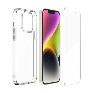 Just Mobile｜iPhone 14 Plus 殼貼超值組- TENC™ Air 國王新衣防摔氣墊殼 + Xkin™ 9H 強化玻璃保護貼