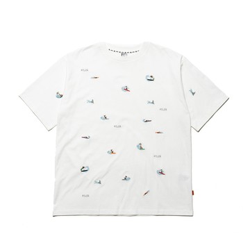 日本限定 POLER PRM WASH EMB TEE 日式電繡TEE / 衝浪白 - XL