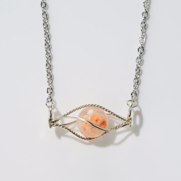 櫻花幽靈項鍊 | 錫蘭職人手做 尚比亞 櫻花幽靈 轉運球 水晶球項鍊 925純銀 S24AG05-38