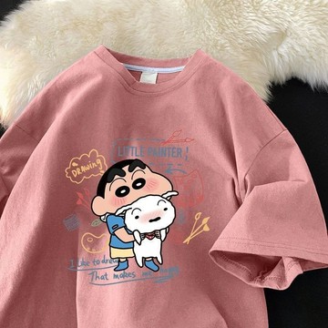 臺灣/✨ 短袖 T恤 寬鬆上衣 100%純棉港風短袖t恤男女夏季卡通動漫韓版寬松學生ins情侶裝上衣