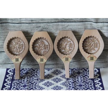 珍藏手工雕刻藝術木制冰皮月餅糕點模子糕板印卡烘焙模具福祿壽喜