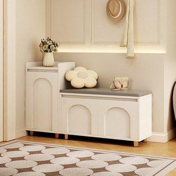 公司貨附發票 奶油風入戶門換鞋凳家用門口可坐鞋柜坐凳一體玄關鞋架進門穿鞋凳 快速出貨