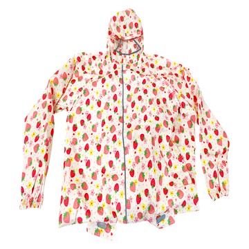 愛北鼻 親子同款加厚防水雨衣 4XL碼(建議150~165cm)  花花小草莓 粉色