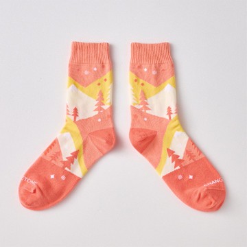 雪松微光 中筒襪 - 粉橘(F)