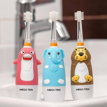 【牙齒寶寶】日本VIVATEC Mega Ten 360度 幼童電動牙刷一支 鯊魚/黑貓/小象/獅子王