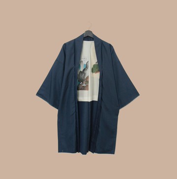Back to Green-日本帶回羽織 山谷與老鷹  M-34 /vintage kimono
