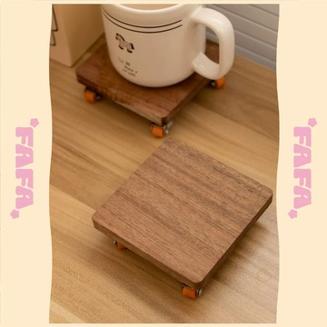 隔日到貨｜胡桃木杯墊小板車 吸水杯墊 可移動杯墊 桌面小廢物 咖啡杯墊 飲料墊 水杯墊｜FAFA 發發家居 台灣