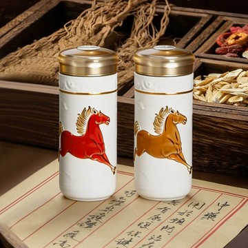 乾唐軒活瓷 | 天威寶馬隨身杯 / 大 / 雙層 / 彩金 / 2色 330ml