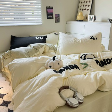 床包組 三件組 四件組  床單被套枕套床包 家用寢具水洗純棉四件套a類母嬰級全棉毛巾繡被套款柔軟親膚ins風床單床笠