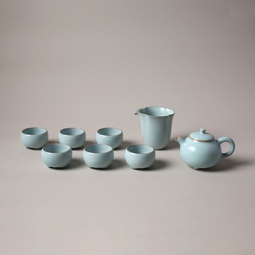 【節日禮物】陸寶 汝窯三足壺茶組 一壺一海六杯