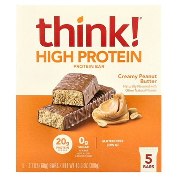 Think !, Creamy Peanut Butter 高蛋白棒，5 棒，每棒 2.1 盎司（60 克）