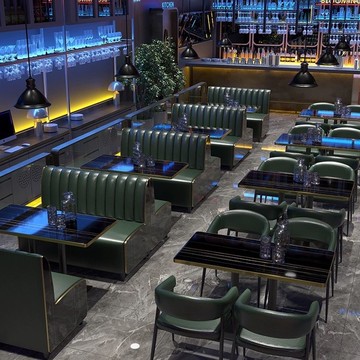 復古清吧酒吧卡座沙發甜品奶茶店咖啡西餐火鍋店靠墻卡座桌椅組合 8143