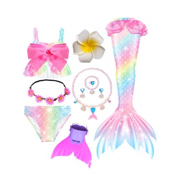 童庭美人魚尾巴兒童泳衣新款小女孩分體衣服女童寶寶公主裙游泳裝