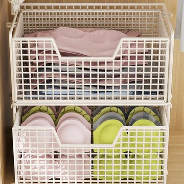 衣柜收納分層可疊加抽屜式隔板置物架柜內收納盒免釘衣服褲子拉籃ws7251