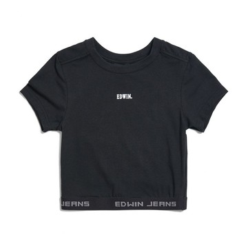 EDWIN 女款 合身短版短袖T恤 (黑色) #上衣