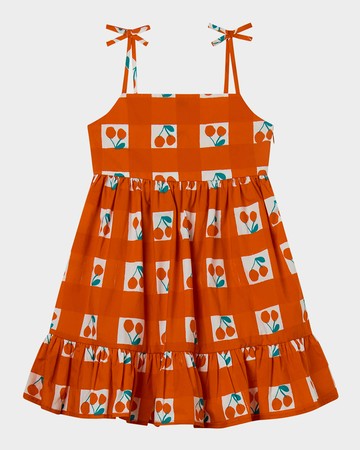 Girl's Strappy Cherry Gingham Dress, Size 4-10