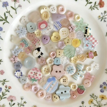 DIY手作✨ ins風春日雜款紐扣手作diy配件紐扣掛件樹脂卡通紐扣 手作輔材 手作材料 DIY材料