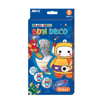 AMOS 阿摩司 6色主題吊飾DIY玻璃彩繪膠組 玻璃裝飾 含6個捕夢網  機器人  1盒