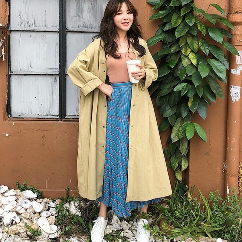 ロングシャツコート 春コート アウター トップス シャツワンピース Aライン トレンチコート Fsk0443 通販 Lineポイント最大0 5 Get Lineショッピング