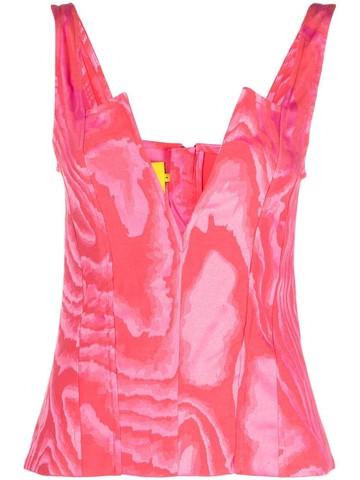 Marques'Almeida - abstract-print V-neck corset - women - Organic Cotton/Recycled Polyester - 8 - Pink