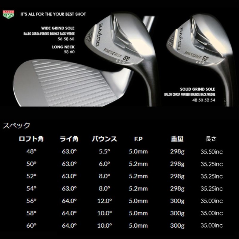 バルド ウェッジ BALDO CORSA FORGED BOUNCE BACK WEDGE TOUR SATIN