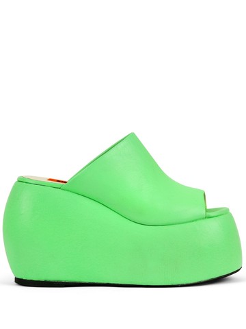 Simon Miller - Bubble 100mm wedge sandals - women - Leather/Goat Skin/Goat Skin - 8 - Green