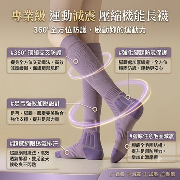 現貨 隔日配 加厚毛圈底運動壓力襪 腳踝防護 足弓加壓 減震吸汗防臭 跑步登山 運動小腿壓縮長筒襪 庫柏醬萌選