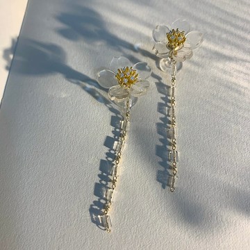 耳環 櫻花 樹脂 冰晶花系列 花 銀飾 耳夾 禮物 禮盒 手工 情人節