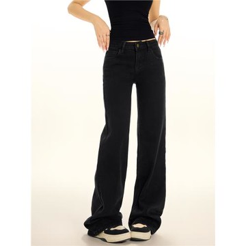 (免運)ZAVK2025秋冬韓系辣妹百搭窄版闊腿牛仔褲女低腰不貼腿寬松拖地褲