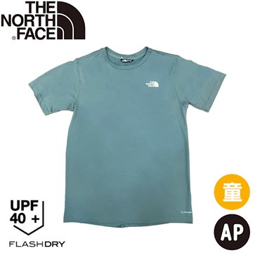 【The North Face 童 排汗圓領短T AP《鴨綠色》】8DF2/登山/排汗衫/快乾衣