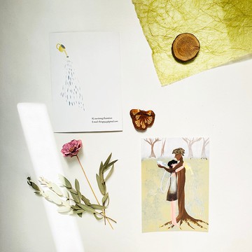 插畫卡片-植物擁抱