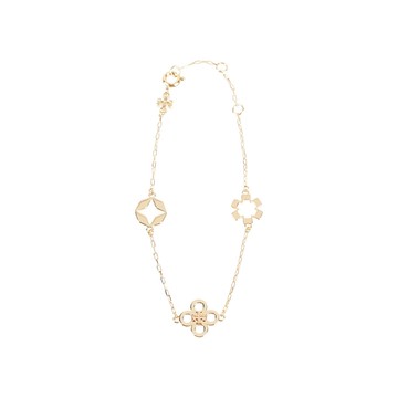 TORY BURCH Clover 鏤空幸運四葉草造型手鍊(金色)