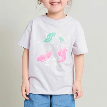 日本 BRANSHES - 純棉可愛女孩短袖上衣-獨角獸-淺紫