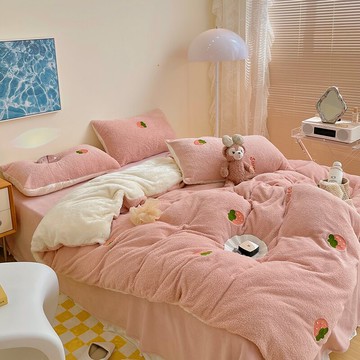 冬季加厚泰迪絨四件套法蘭萊絨床上用品女牛奶珊瑚絨被套加絨床單
