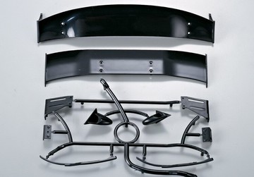 1/10平跑車殼模型通用黑色尾翼一套/后視鏡/雨刮/尾翼/車殼裝飾件