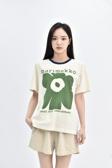(M) marimekko 圓領白色短袖上衣