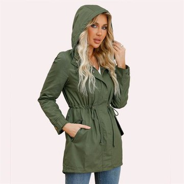 Cotton hooded trench coat loose coat棉質連帽風衣寬松長款外套