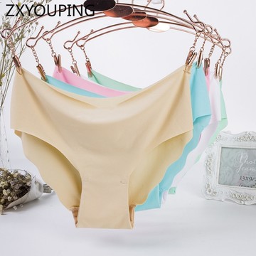 Zxyouping性感糖果色內褲一件式冰絲無縫內衣波邊超薄波紋低腰