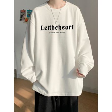 純棉打底衫男生長袖t恤春秋重磅衛衣2025新款白色青少年寬松內搭