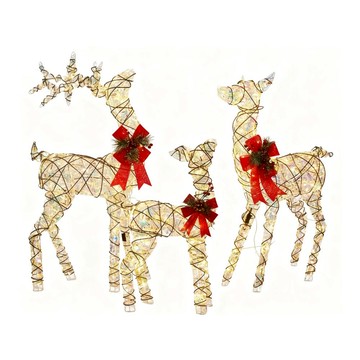 【GU TIN 谷天】聖誕發光鹿 裝飾鹿 一家三口聖誕鹿 聖誕擺件 聖誕節 聖誕場景裝飾佈置 聖誕裝飾組合擺件