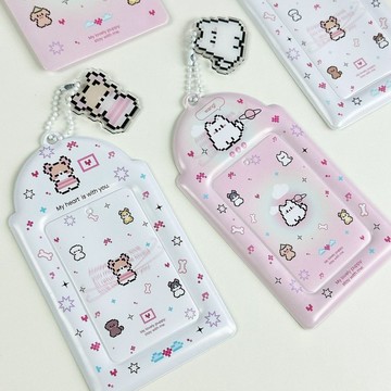 💞臺灣出貨💞原創ins像素風小狗三寸卡套小卡展示飯卡收納可愛狗狗證件套